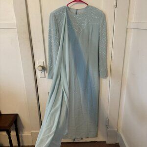 Daymour Couture high fashion blue MOTB dress.  Floor sample. Size 6. NWT.